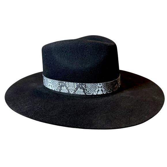 NWT Twister Pinch Front Cowgirl Hat Girls Black Felt Flat 3.5” Brim Western  L main image 7